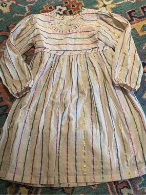 Girls Metallic Stripe Long Sleeve Dress